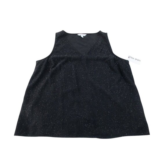Nine West Tank‎ Top Womens Size 2XL Black Tweed Lightweight Sleeveless V Neck - Picture 1 of 8